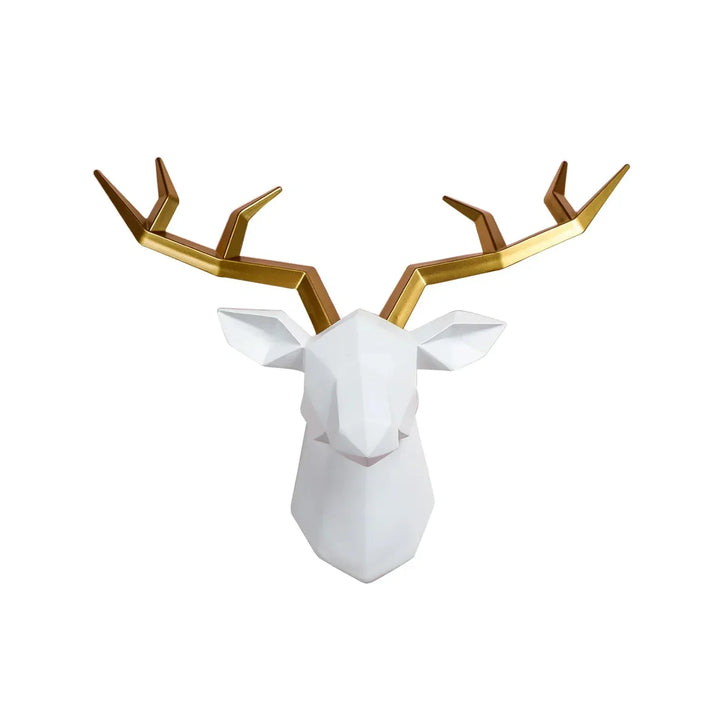 Rzeźba Głowy Jelenia Figurka Zwierzęcia Zawieszka na Ścianę Kreatywna Sztuka Łosia Antlers Statuetka do Dekoracji Biura Montaż na Ścianie