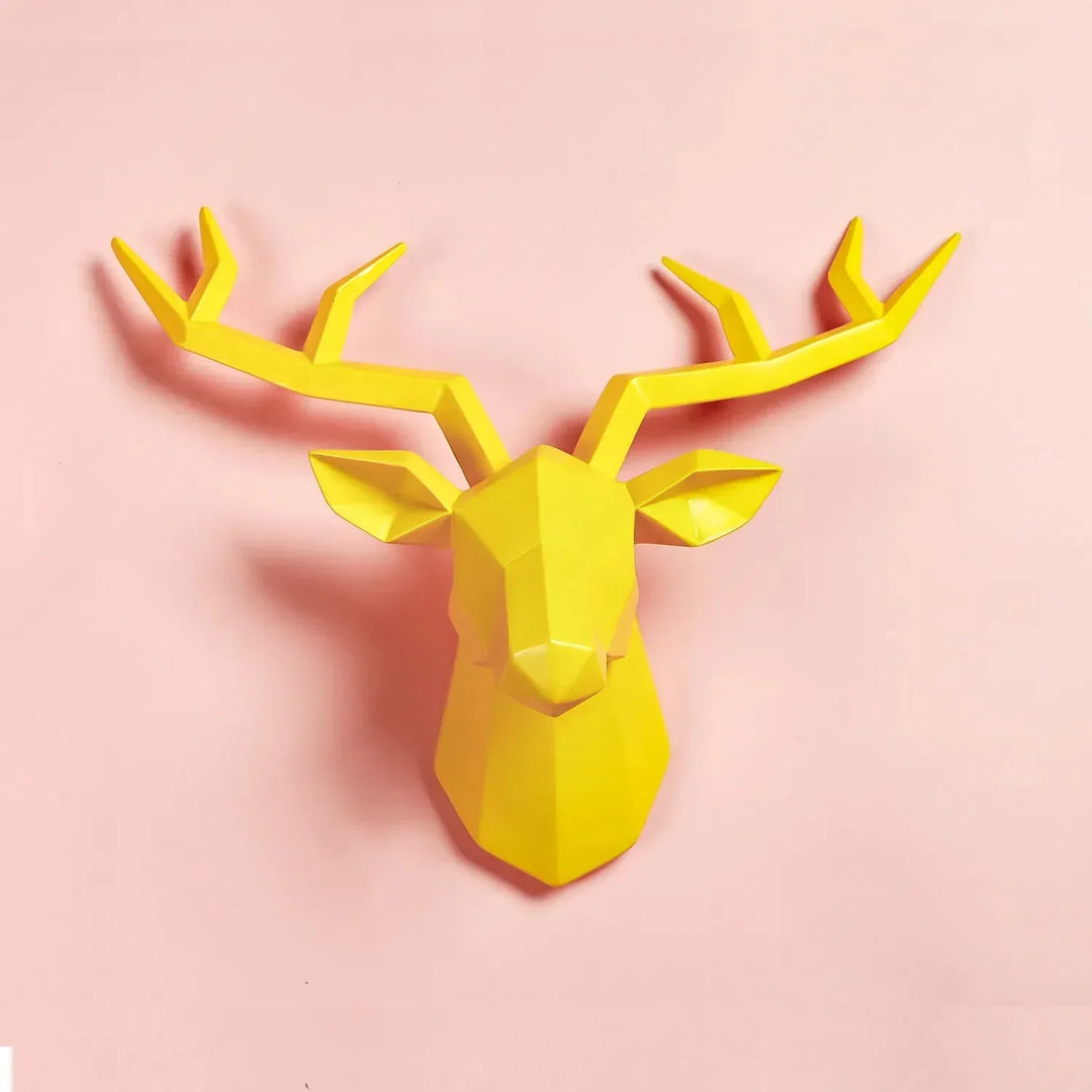Rzeźba Głowy Jelenia Figurka Zwierzęcia Zawieszka na Ścianę Kreatywna Sztuka Łosia Antlers Statuetka do Dekoracji Biura Montaż na Ścianie
