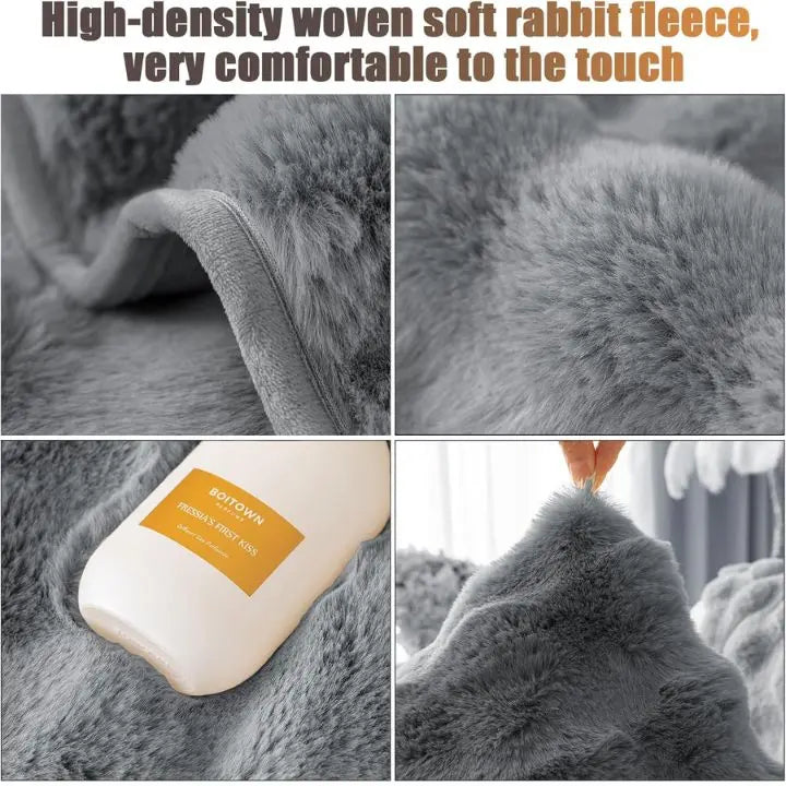Gruby Pokrowiec na Sofę z Pluszu Króliczego