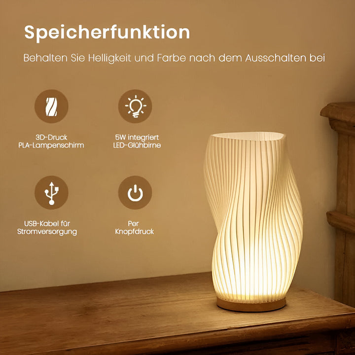 DreamWave - Nowoczesna lampa 3D w kolorze kremowym z elegancką metalową podstawą