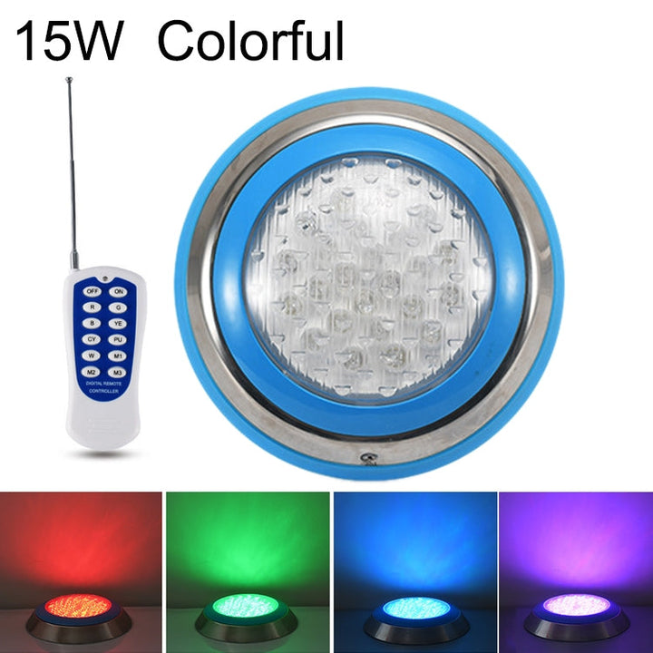 15W LED Stalowa Lampa Ścienna do Basenu z Montażem na Ścianie (kolorowe Światło + Pilot Zdalnego Sterowania)