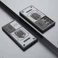 Etui na telefon Samsung Galaxy S24 Ultra 5G Sliding Camshield TPU + PC odporne na wstrząsy z uchwytem (szare)