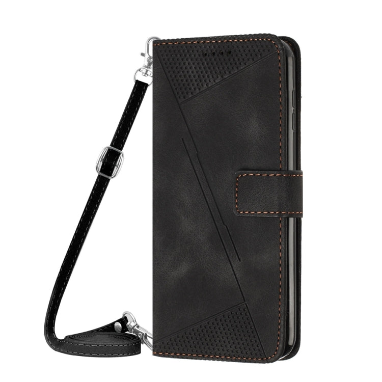 Etui skórzane Dream Triangle na telefon iPhone 13 Pro Max z paskiem na ramię (Czarny)