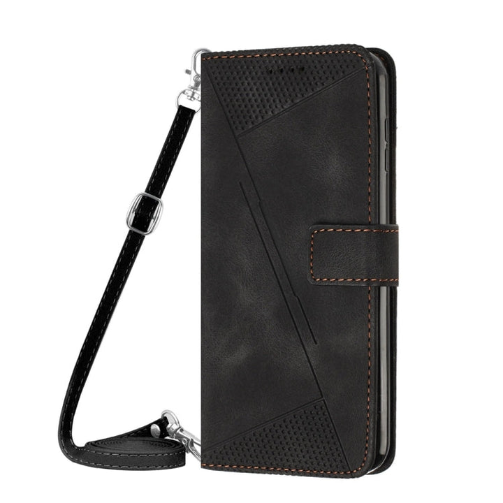 Etui skórzane Dream Triangle na telefon iPhone 13 Pro Max z paskiem na ramię (Czarny)
