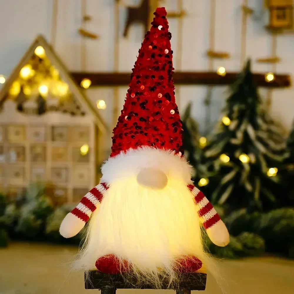 Dekoracja Świątecznego Gnomka | LED Nocna Lampa | Ciepłe Świecące Ozdoby Świąteczne