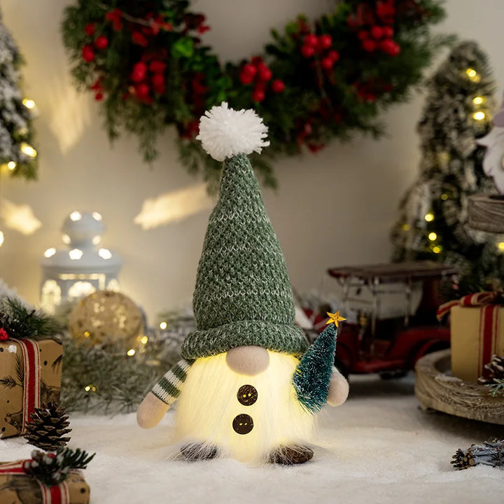 Dekoracja Świątecznego Gnomka | LED Nocna Lampa | Ciepłe Świecące Ozdoby Świąteczne