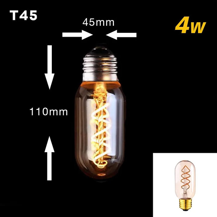 Ściemnialna Vintage Żarówka LED (3W, E27) - Złoty Spiralny Włókno do Żyrandoli i Oświetlenia Dekoracyjnego