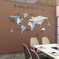 Mapa Świata 3D Mural Ścienny Kryształowy Lustrzany Akrylowy Naklejka Mapa Świata na Ścianę do Biura, Salonu, Pokoju Dziecięcego, Kreatywna Dekoracja DIY do Domu |
