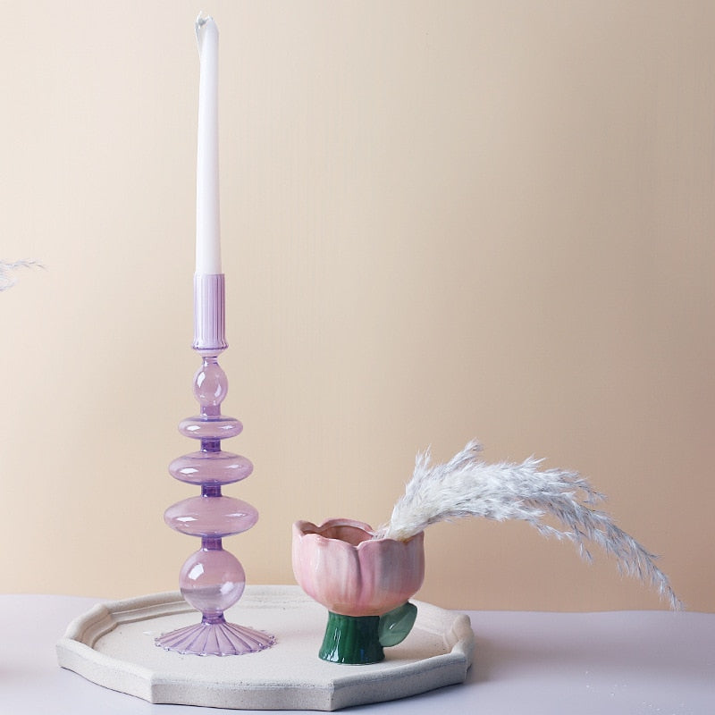 Świecznik z Fioletowego Szkła