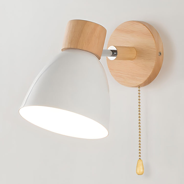 Nordycka nowoczesna wisząca lampa ścienna z włącznikiem wykonana z drewna