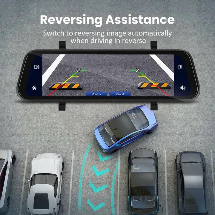 VisionMirror Pro – Lusterko samochodowe Ultra HD z kamerą i bezprzewodowym CarPlay oraz Android Auto