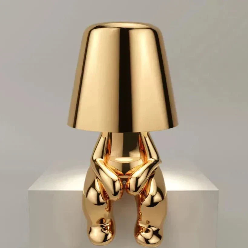 Lampa Stołowa LED Złoty Człowiek – Zabavna Lampa Nocna do Sypialni i Dekoracji