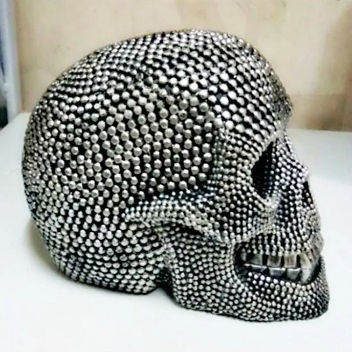 BUF Duża Srebrna/Złota Czaszka Statua Rękodzieło Ornamenty Dekoracyjne Rzeźba Dekoracja Halloweenowa Figury do Domu