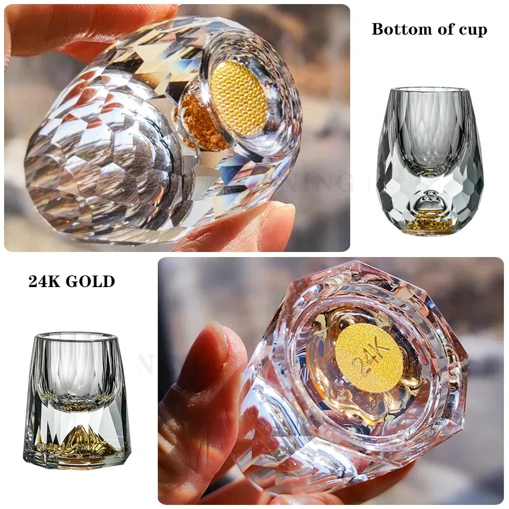 Kryształowe szklanki do whisky, kieliszki do likieru, kubki w kształcie kuli, do sake i shochu, podwójne ścianki, grube dno, mała pojemność, filiżanki do herbaty