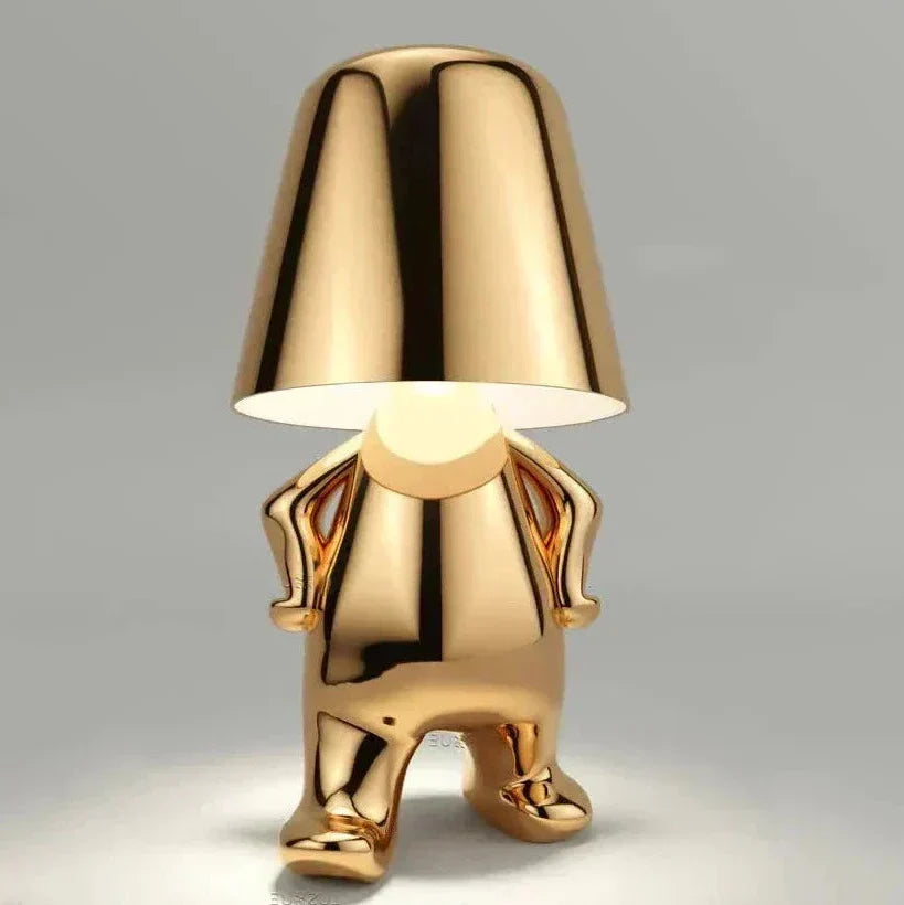 Lampa Stołowa LED Złoty Człowiek – Zabavna Lampa Nocna do Sypialni i Dekoracji