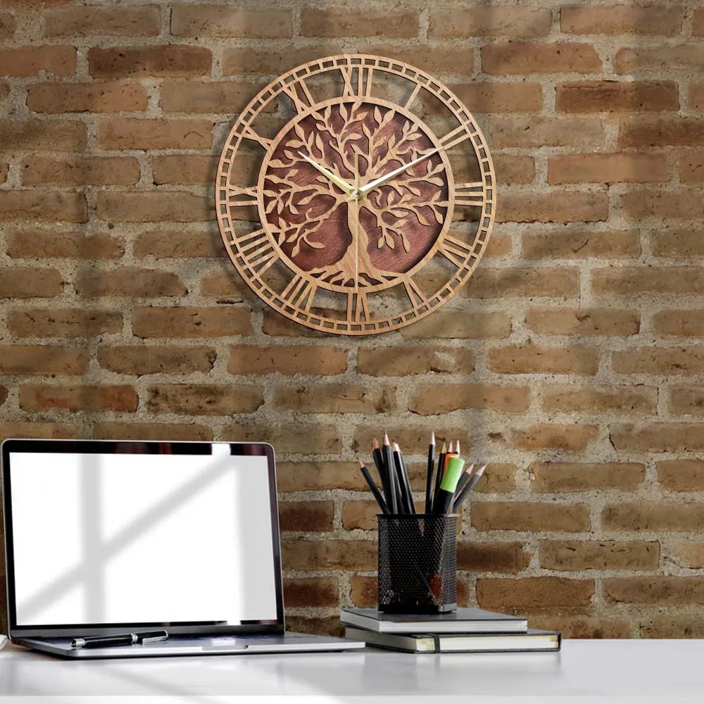 WoodArt | Rustykalny zegar ścienny z drewna w stylu vintage