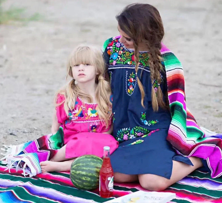 Boho Żywy Meksykański Koc Serape