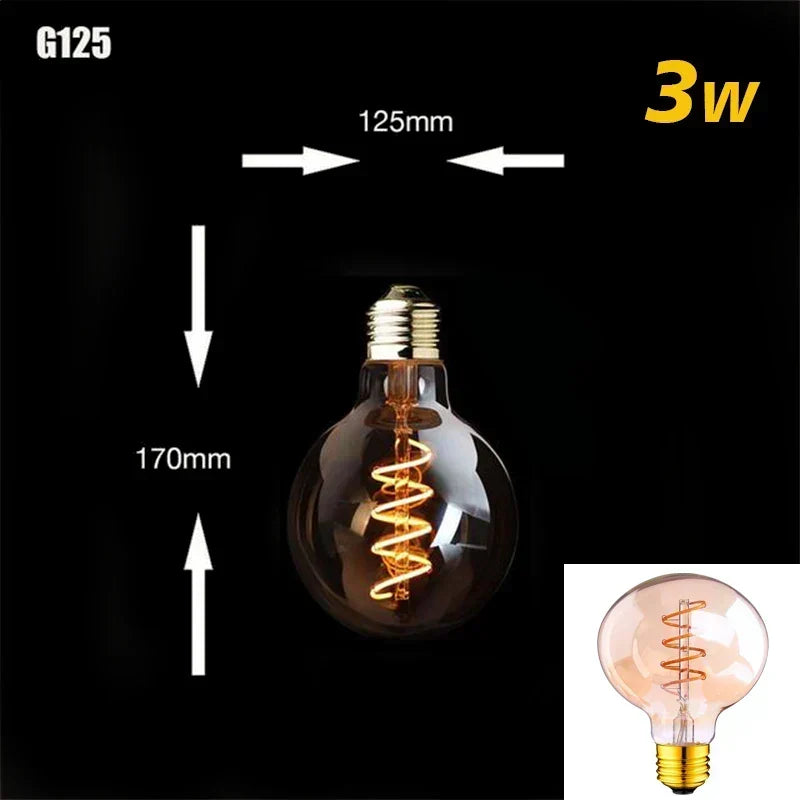 Ściemnialna Vintage Żarówka LED (3W, E27) - Złoty Spiralny Włókno do Żyrandoli i Oświetlenia Dekoracyjnego