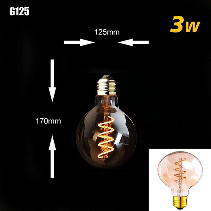 Ściemnialna Vintage Żarówka LED (3W, E27) - Złoty Spiralny Włókno do Żyrandoli i Oświetlenia Dekoracyjnego