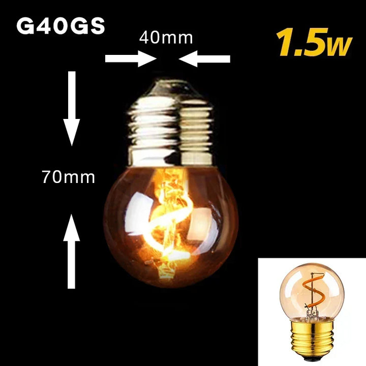 Ściemnialna Vintage Żarówka LED (3W, E27) - Złoty Spiralny Włókno do Żyrandoli i Oświetlenia Dekoracyjnego