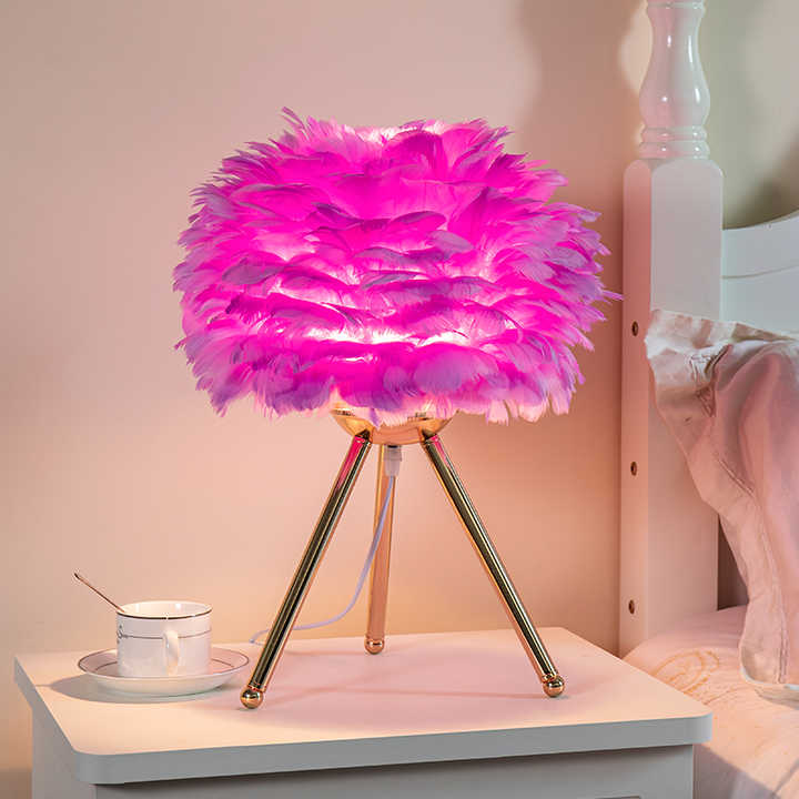 Lampa Stołowa - FeatherLux - Światło Regulowane - Elegancki Design Piór