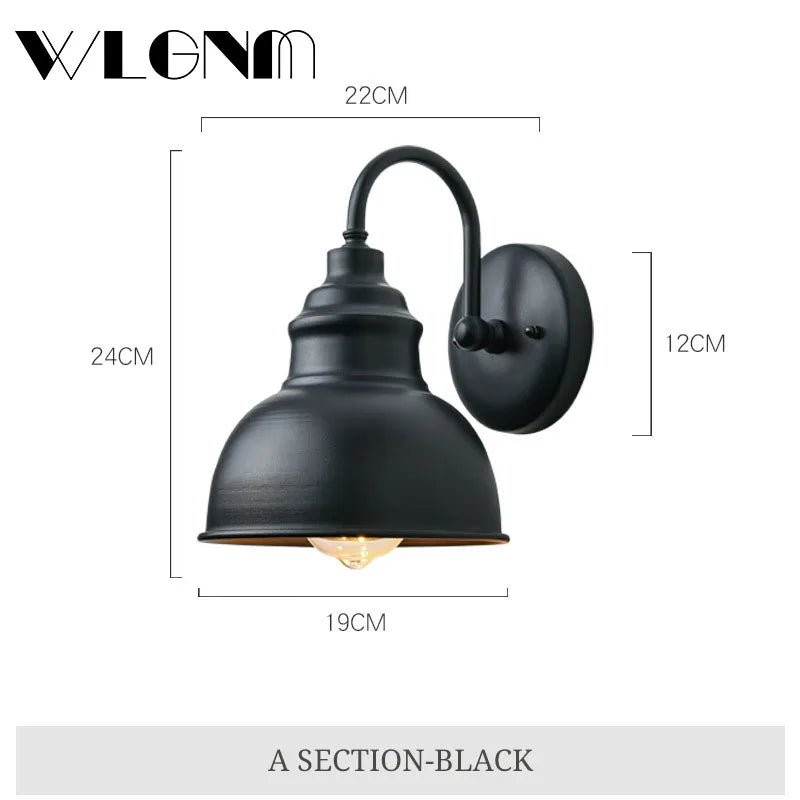 Wodoodporna Retro Zewnętrzna Lampa Ścienna do Ogrodu: Lampka Ścienna z Żelaza w Stylu Vintage do Korytarza, Schodów, Dziedzińca, Balkonu, Wilii