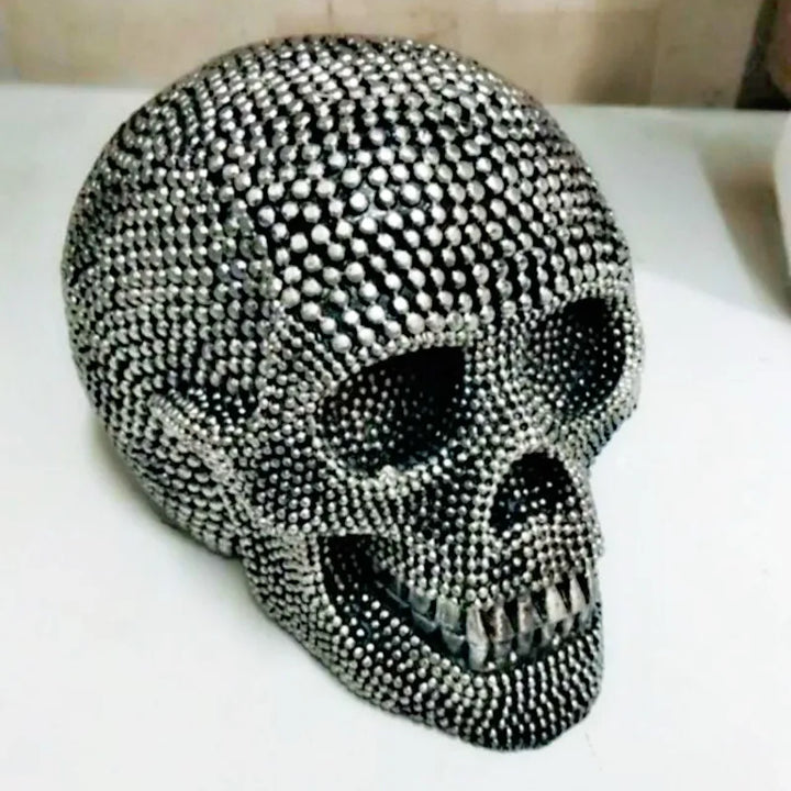 BUF Duża Srebrna/Złota Czaszka Statua Rękodzieło Ornamenty Dekoracyjne Rzeźba Dekoracja Halloweenowa Figury do Domu