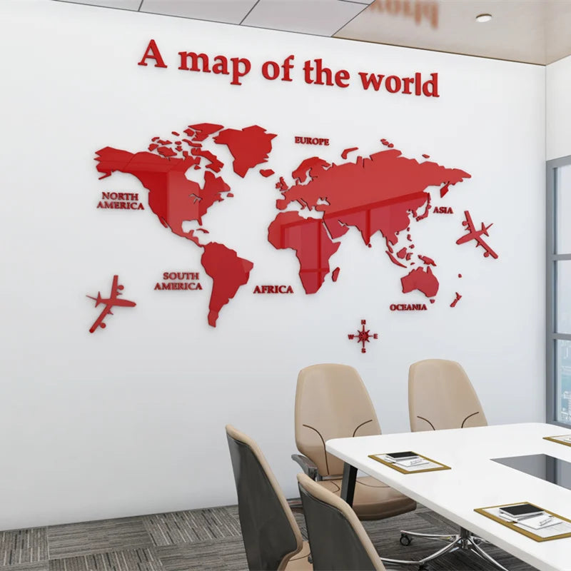 Mapa Świata 3D Mural Ścienny Kryształowy Lustrzany Akrylowy Naklejka Mapa Świata na Ścianę do Biura, Salonu, Pokoju Dziecięcego, Kreatywna Dekoracja DIY do Domu |