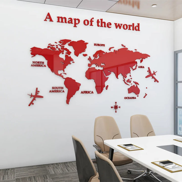 Mapa Świata 3D Mural Ścienny Kryształowy Lustrzany Akrylowy Naklejka Mapa Świata na Ścianę do Biura, Salonu, Pokoju Dziecięcego, Kreatywna Dekoracja DIY do Domu |