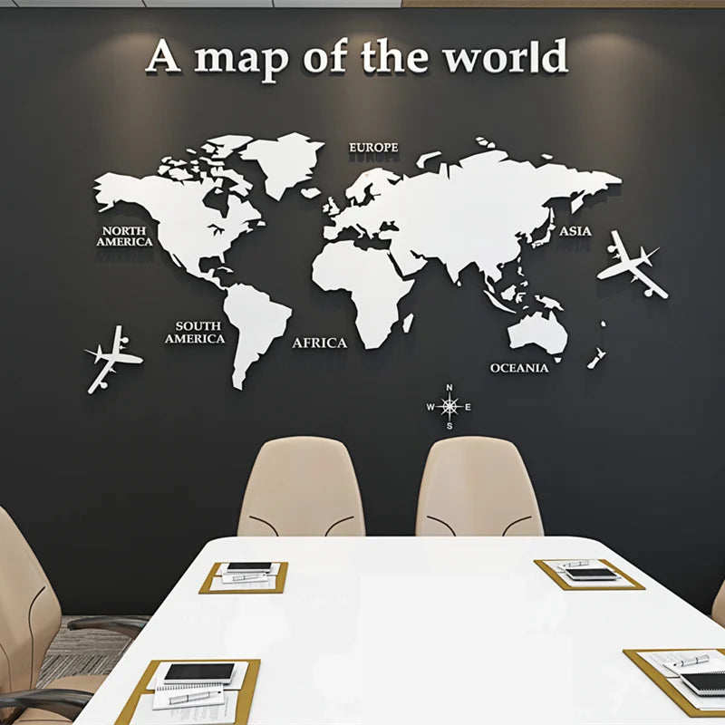 Mapa Świata 3D Mural Ścienny Kryształowy Lustrzany Akrylowy Naklejka Mapa Świata na Ścianę do Biura, Salonu, Pokoju Dziecięcego, Kreatywna Dekoracja DIY do Domu |