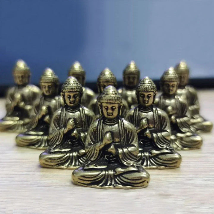 10 sztuk miniaturowa figura siedzącego Buddy z mosiądzu do podróży, kult buddyjski, dekoracja biura w domu