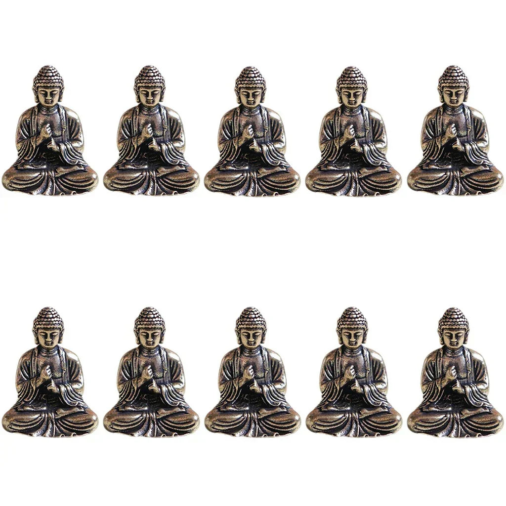 10 sztuk miniaturowa figura siedzącego Buddy z mosiądzu do podróży, kult buddyjski, dekoracja biura w domu