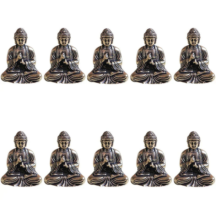 10 sztuk miniaturowa figura siedzącego Buddy z mosiądzu do podróży, kult buddyjski, dekoracja biura w domu