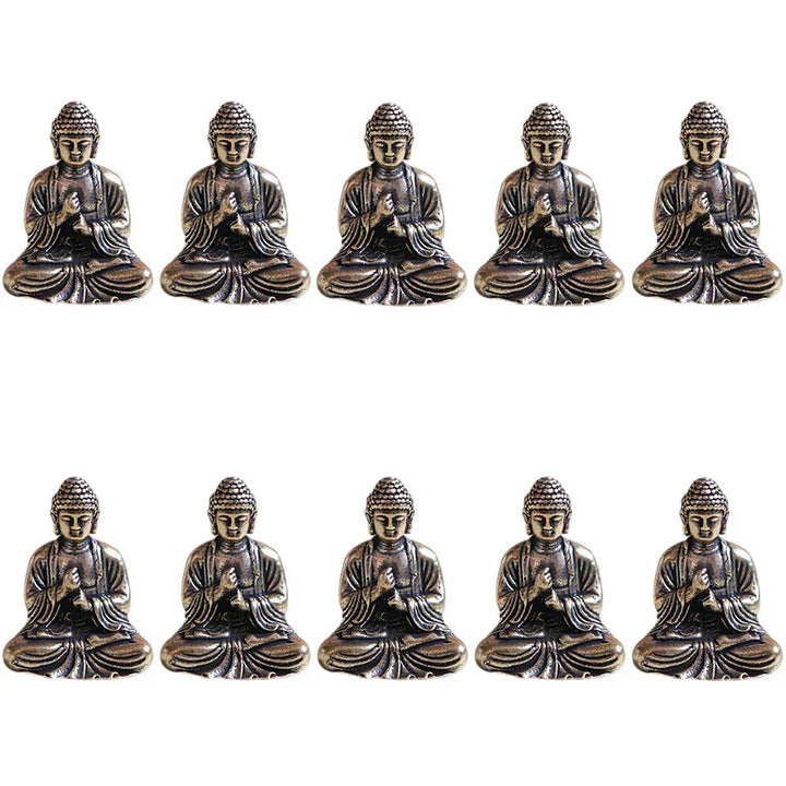 10 sztuk miniaturowa figura siedzącego Buddy z mosiądzu do podróży, kult buddyjski, dekoracja biura w domu