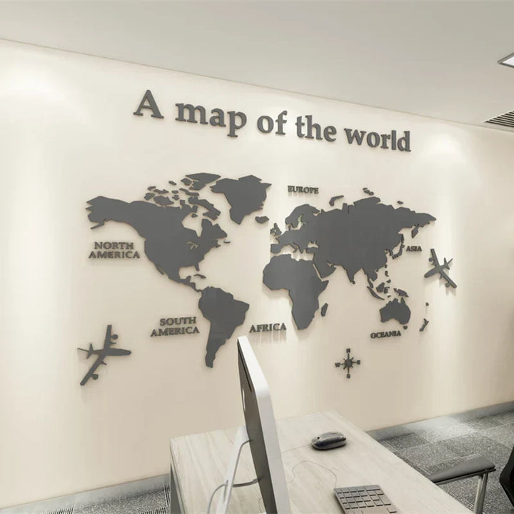 Mapa Świata 3D Mural Ścienny Kryształowy Lustrzany Akrylowy Naklejka Mapa Świata na Ścianę do Biura, Salonu, Pokoju Dziecięcego, Kreatywna Dekoracja DIY do Domu |