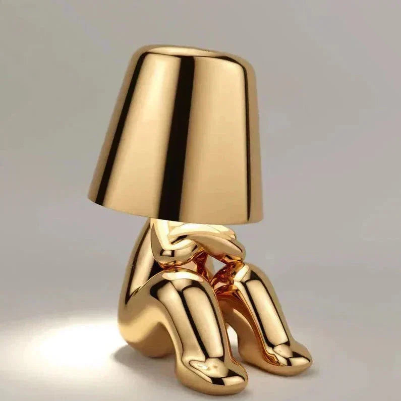Lampa Stołowa LED Złoty Człowiek – Zabavna Lampa Nocna do Sypialni i Dekoracji