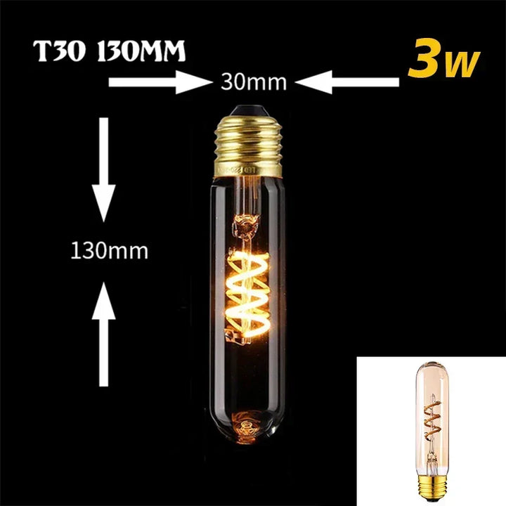 Ściemnialna Vintage Żarówka LED (3W, E27) - Złoty Spiralny Włókno do Żyrandoli i Oświetlenia Dekoracyjnego