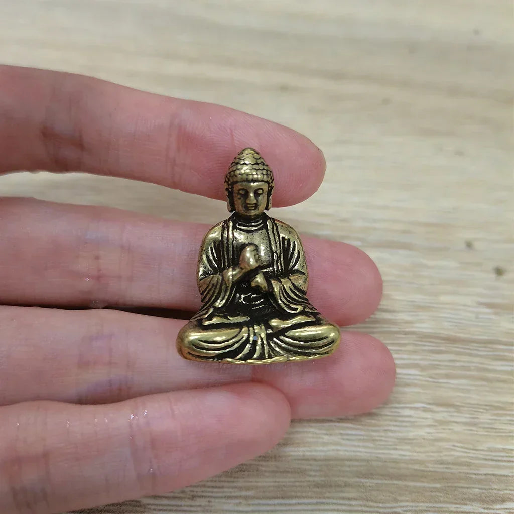 10 sztuk miniaturowa figura siedzącego Buddy z mosiądzu do podróży, kult buddyjski, dekoracja biura w domu