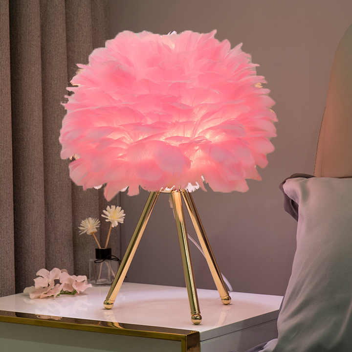 Lampa Stołowa - FeatherLux - Światło Regulowane - Elegancki Design Piór