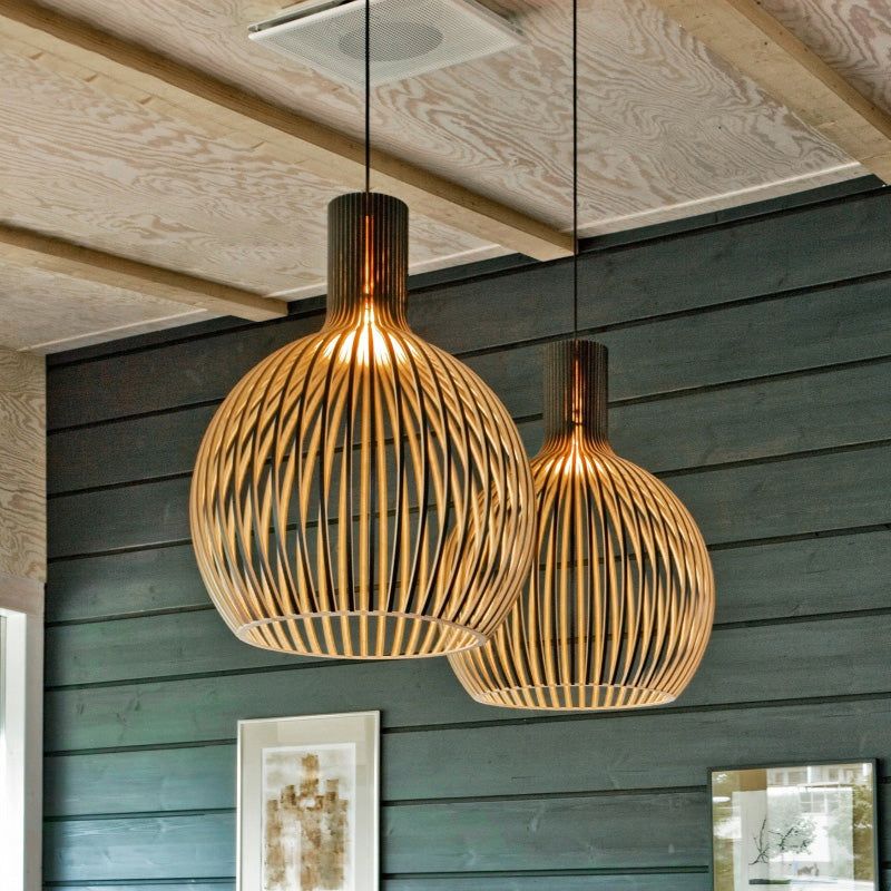 Ręcznie Wykonana Drewniana Lampa Wisząca