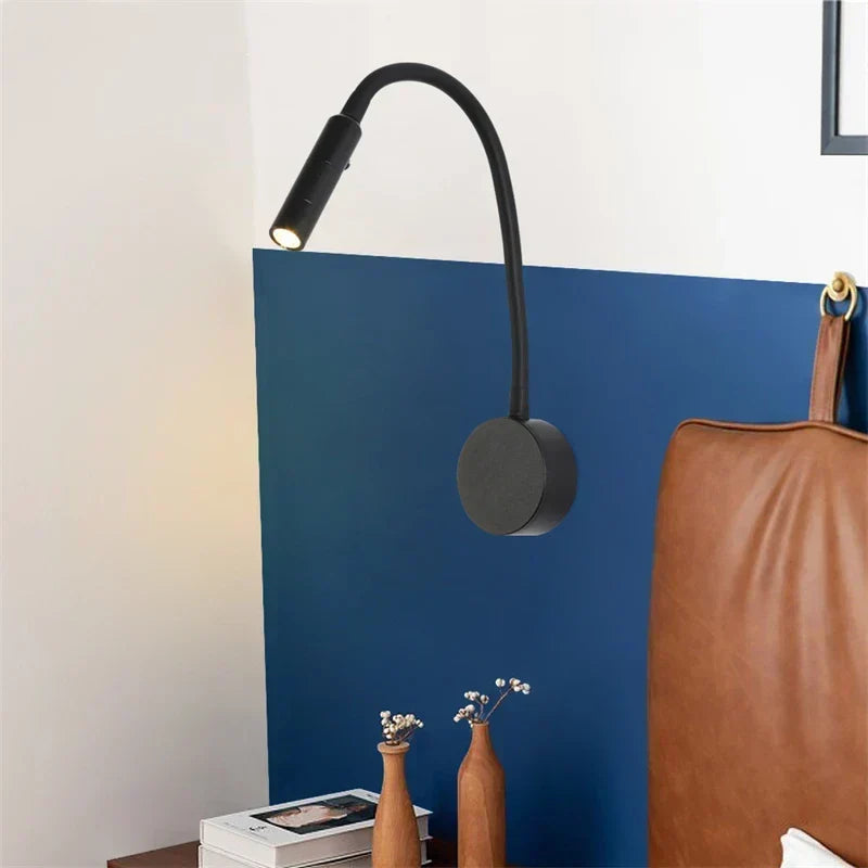 Nowoczesna elastyczna lampa ścienna LED do czytania z włącznikiem do sypialni i biura - 1W/3W