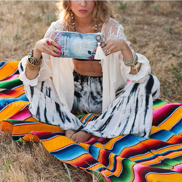 Boho Żywy Meksykański Koc Serape