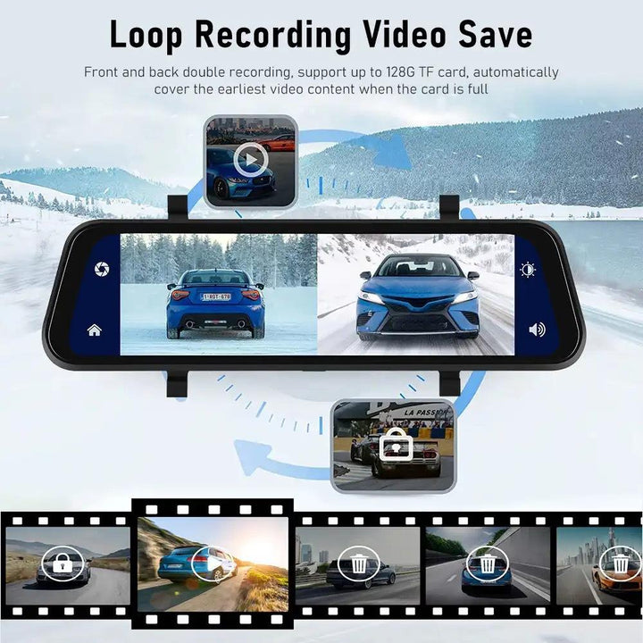 VisionMirror Pro – Lusterko samochodowe Ultra HD z kamerą i bezprzewodowym CarPlay oraz Android Auto