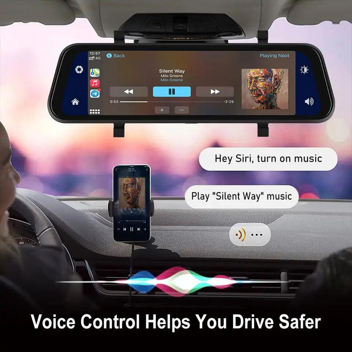 VisionMirror Pro – Lusterko samochodowe Ultra HD z kamerą i bezprzewodowym CarPlay oraz Android Auto