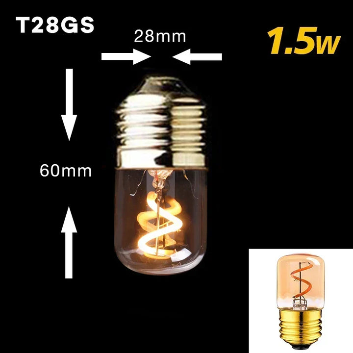 Ściemnialna Vintage Żarówka LED (3W, E27) - Złoty Spiralny Włókno do Żyrandoli i Oświetlenia Dekoracyjnego