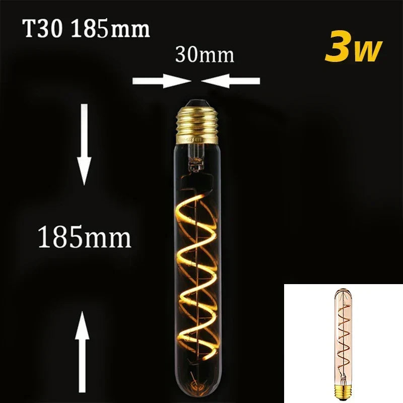 Ściemnialna Vintage Żarówka LED (3W, E27) - Złoty Spiralny Włókno do Żyrandoli i Oświetlenia Dekoracyjnego
