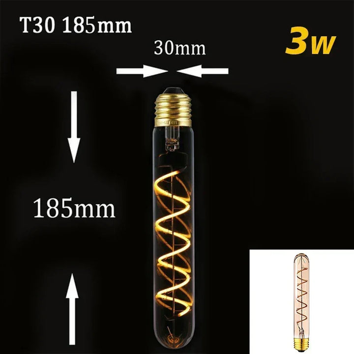 Ściemnialna Vintage Żarówka LED (3W, E27) - Złoty Spiralny Włókno do Żyrandoli i Oświetlenia Dekoracyjnego