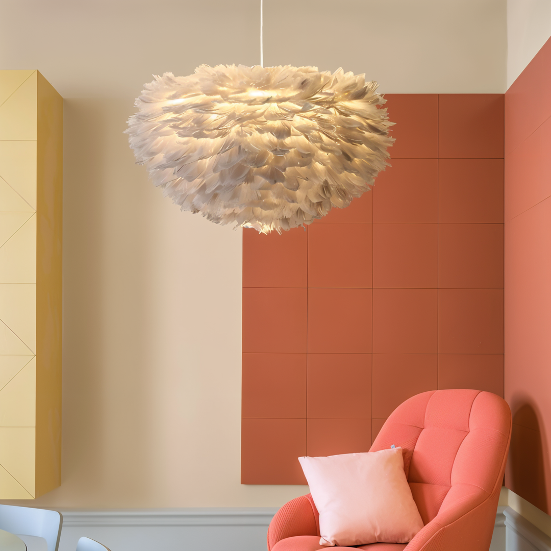 Lampa wisząca z piór łapacza snów - Ręcznie robiona, regulowana lampa wisząca