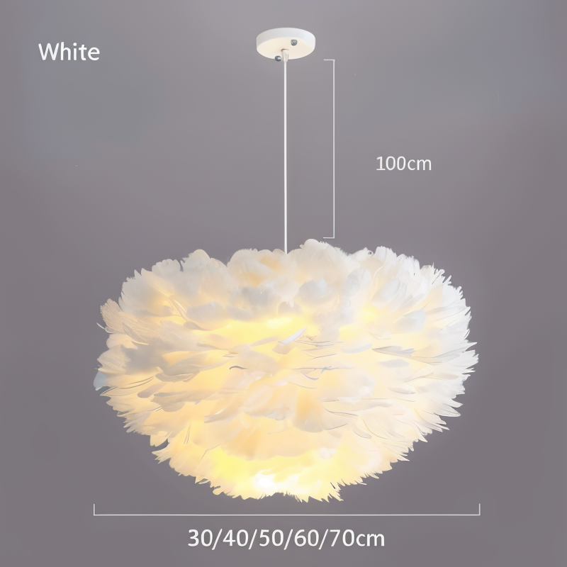 Lampa wisząca z piór łapacza snów - Ręcznie robiona, regulowana lampa wisząca