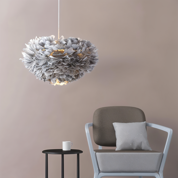 Lampa wisząca z piór łapacza snów - Ręcznie robiona, regulowana lampa wisząca